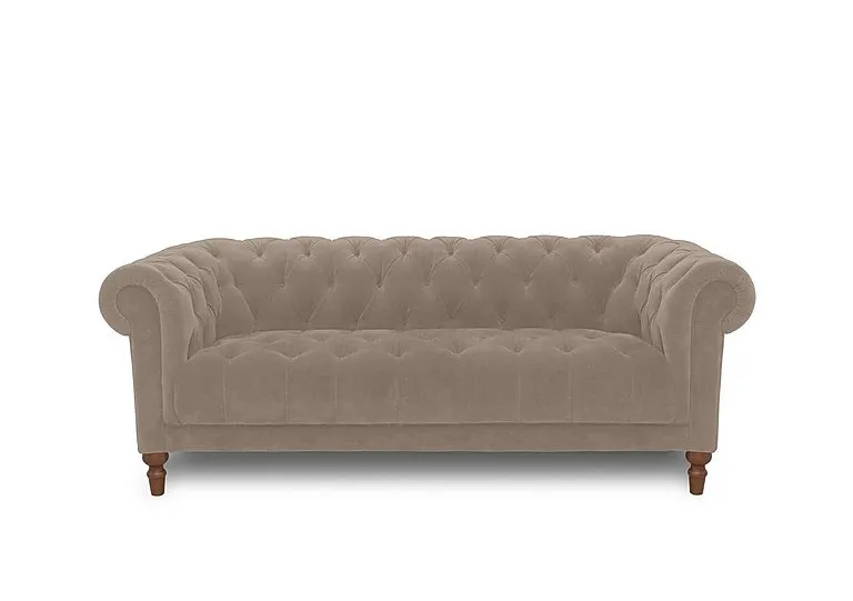 Columbus Fabric 3 Seater Sofa with Wooden Feet - Manhattan Nutmeg
