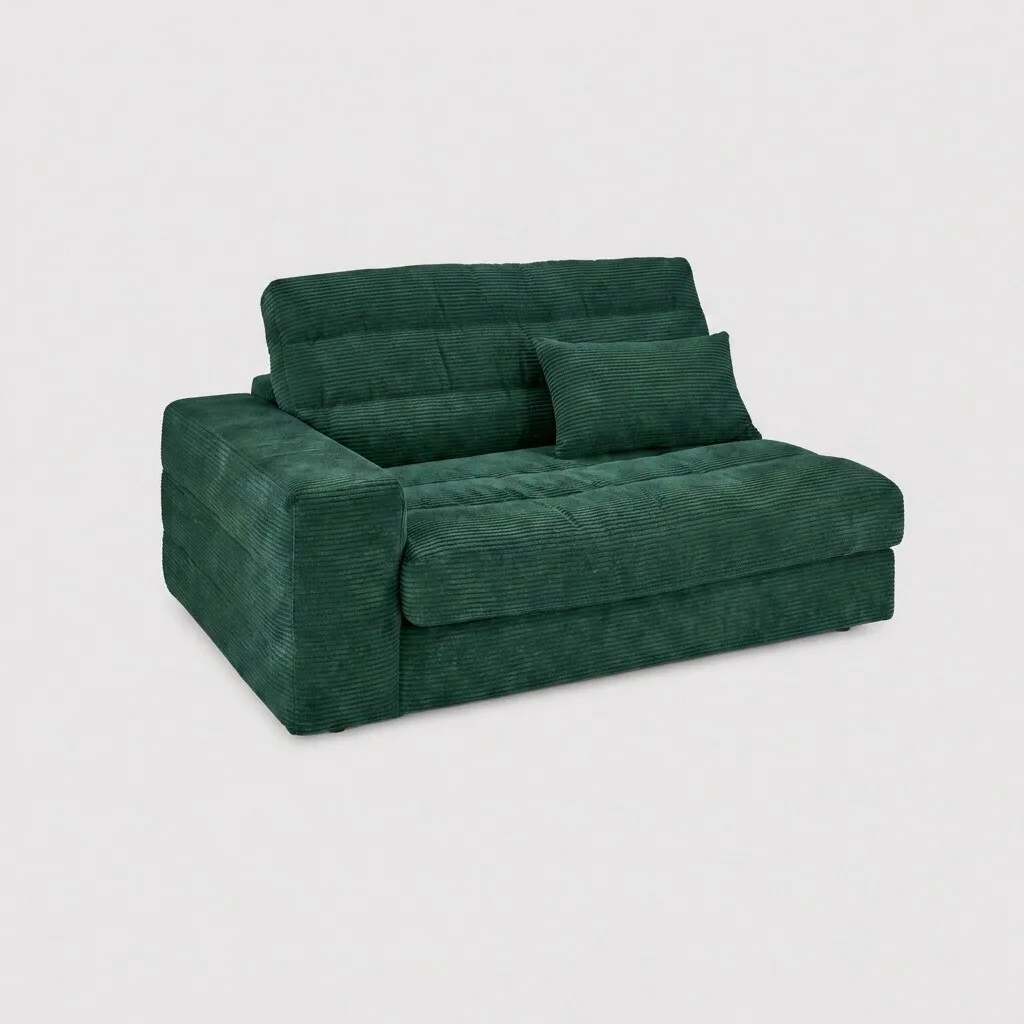 Twain Medium 1.5 Seater Armrest Left Modular Sofa, Green Fabric | Barker & Stonehouse
