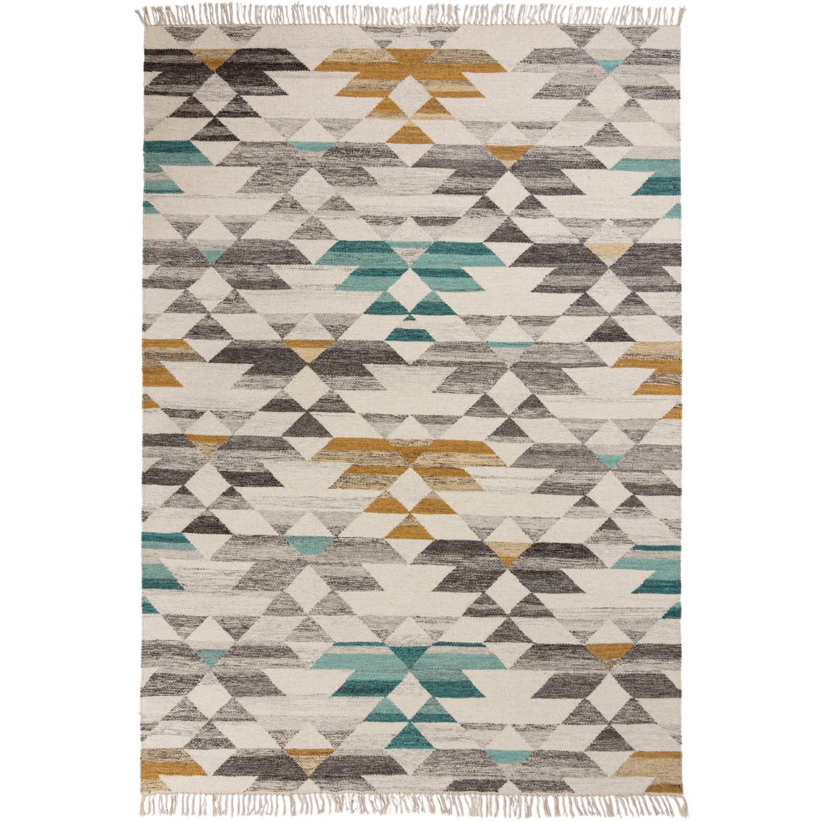 Seattle Wool Blend Rug Blue, Yellow and White