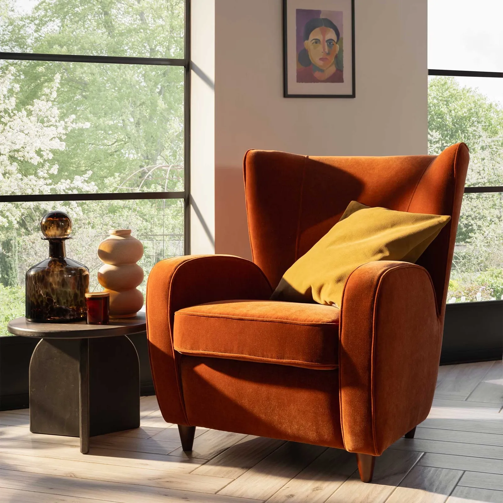 Tanya Armchair, Orange Velvet | Barker & Stonehouse 2