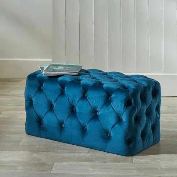 Seraphina Velvet Buttoned Footstool