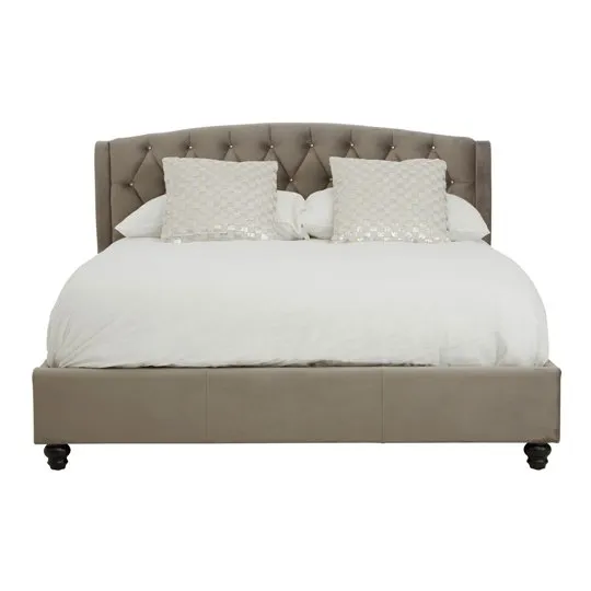 Flegetonte Fabric King Size Bed In Grey Velvet