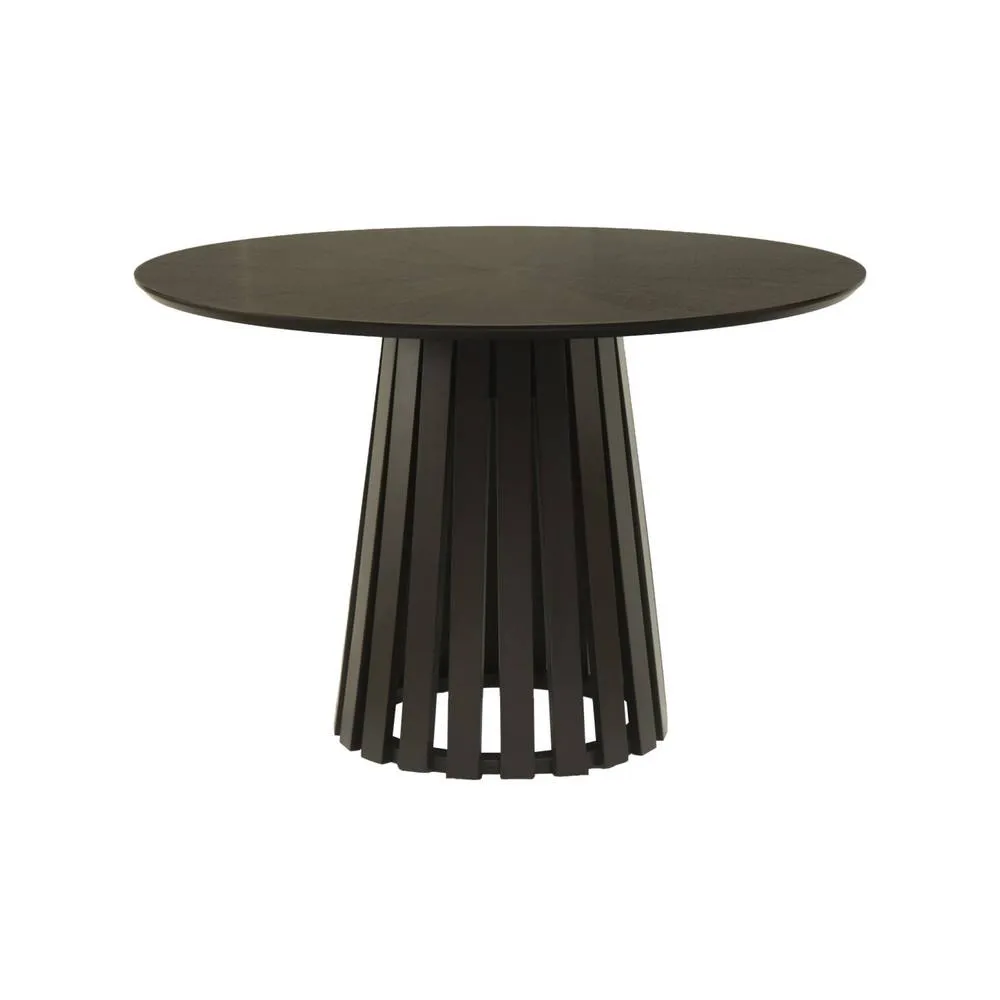 sweeek Round dining table rubberwood & oak veneer, seats 4 in Black 2