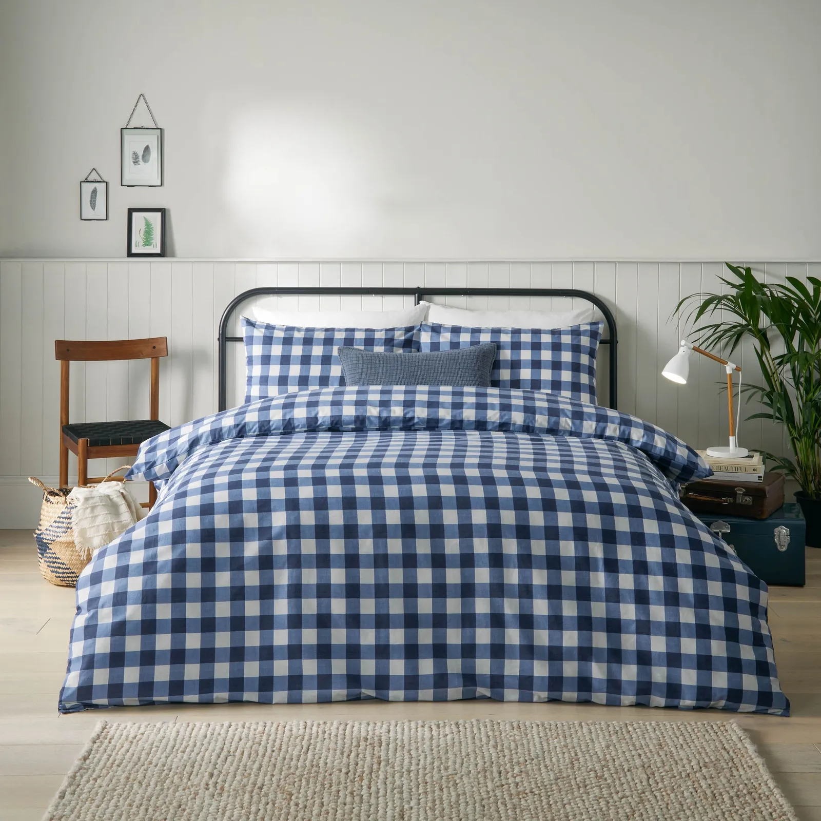 Furn Hartsford Check Printed Duvet Cover Set in Navy