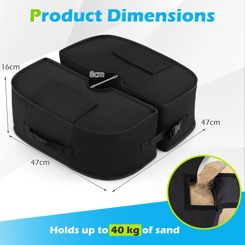 Costway 2-Pack Umbrella Base Weight Sandbags Fillable Umbrella Stand Weights in Black 2
