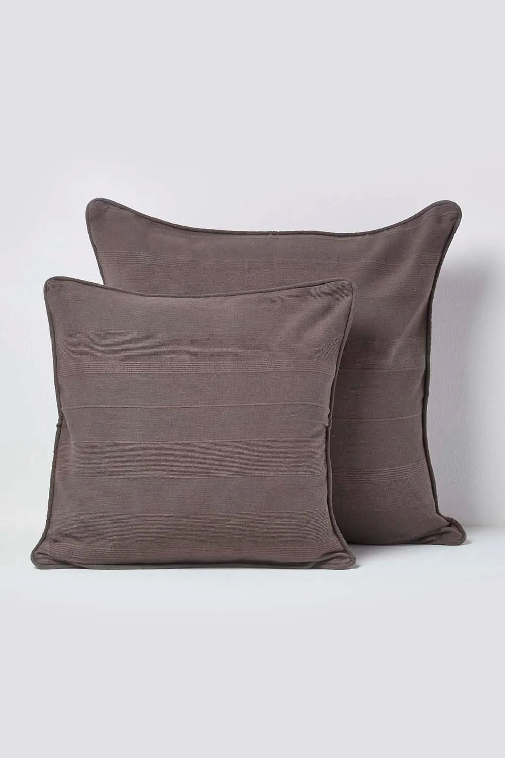 Homescapes Cotton Rajput Ribbed Cushion Cover in Charcoal 5