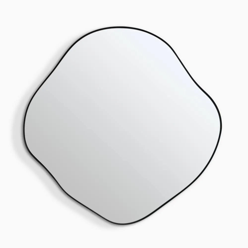 FurnitureboxUK Vita Black Metal Small 60x60cm Pebble Shape Wall Mirror 3
