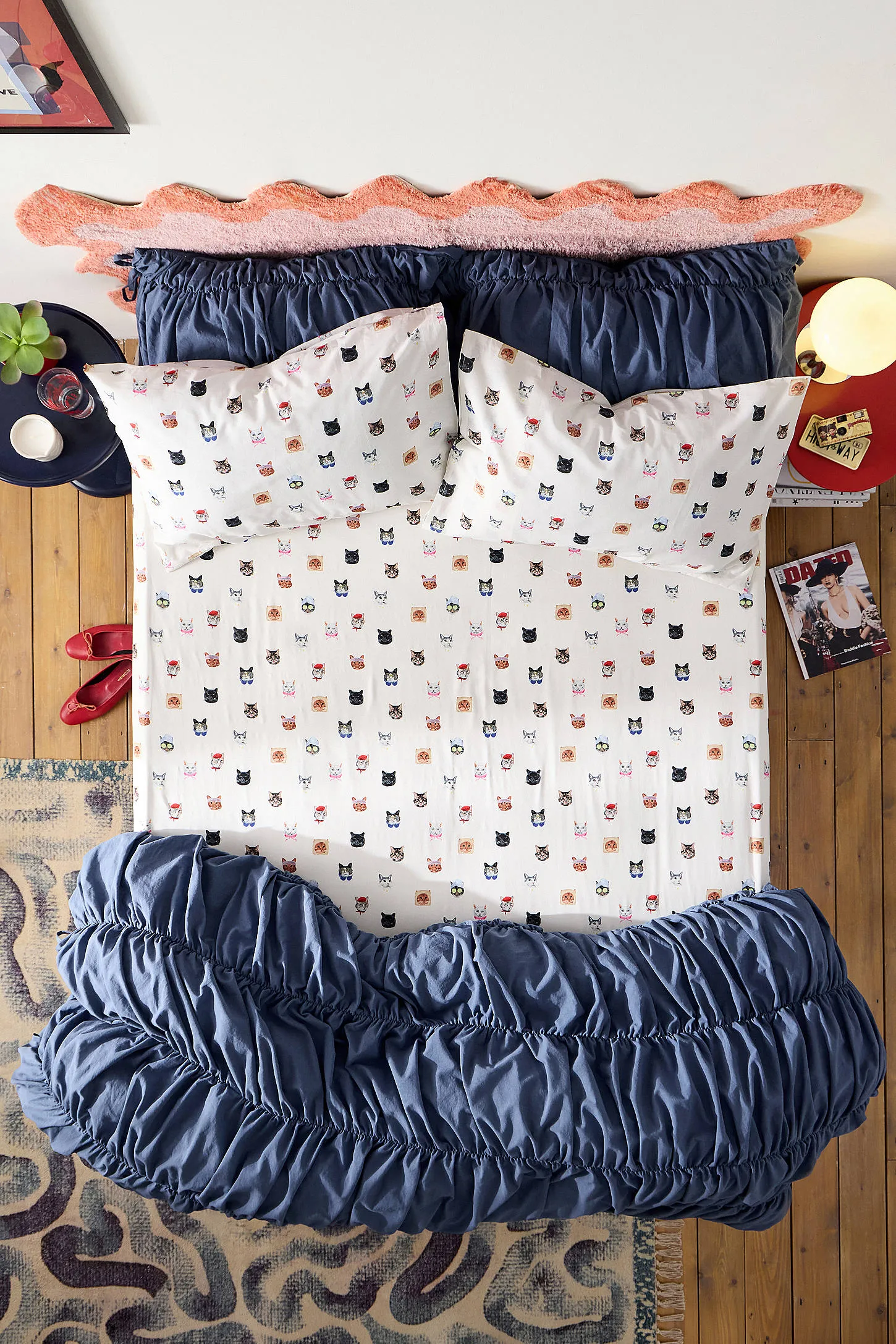 Cat Collage Fitted Sheet & Pillowcase Set