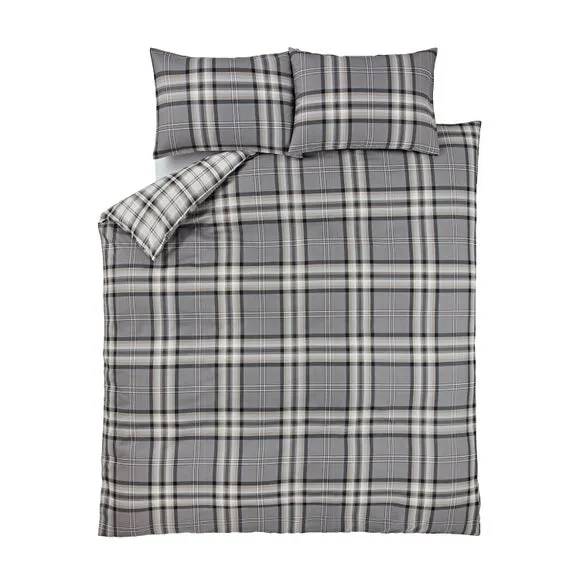 Catherine Lansfield Kelso Check Duvet Cover & Pillowcase Set 6
