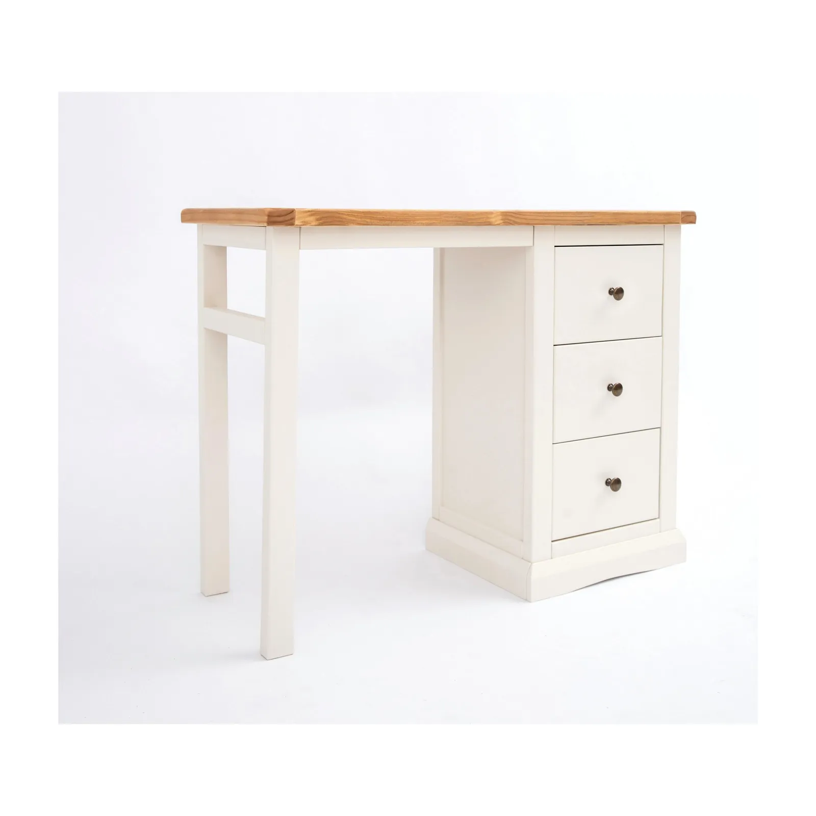Cabinet Bits Castelli 3 Drawer Desk - Dressing Table Brass Knob in Off-White 2