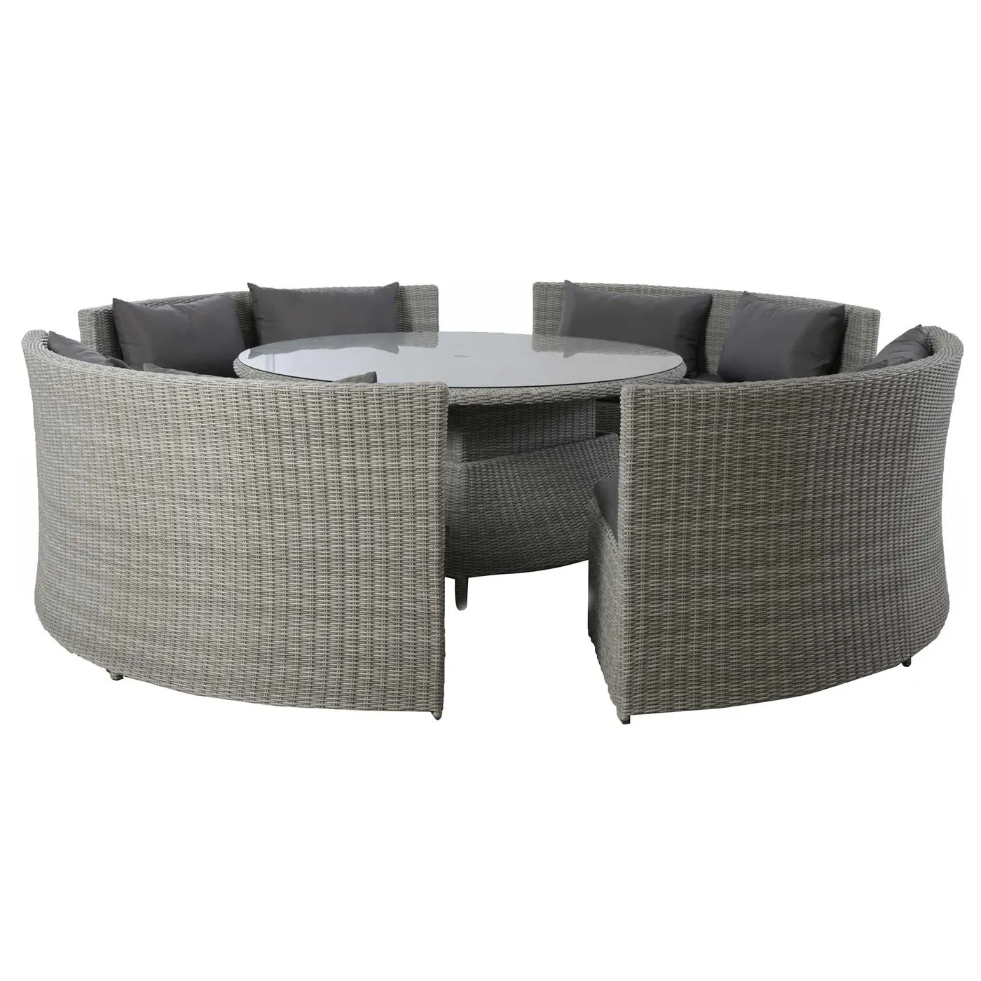 Didcot Round Garden Sofa Dining Set in Grey Weave and Grey Fabric