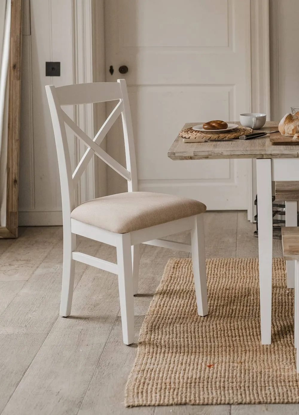 Statement Furniture Florence Crossback Upholstered Seat Dining Chair in White 5