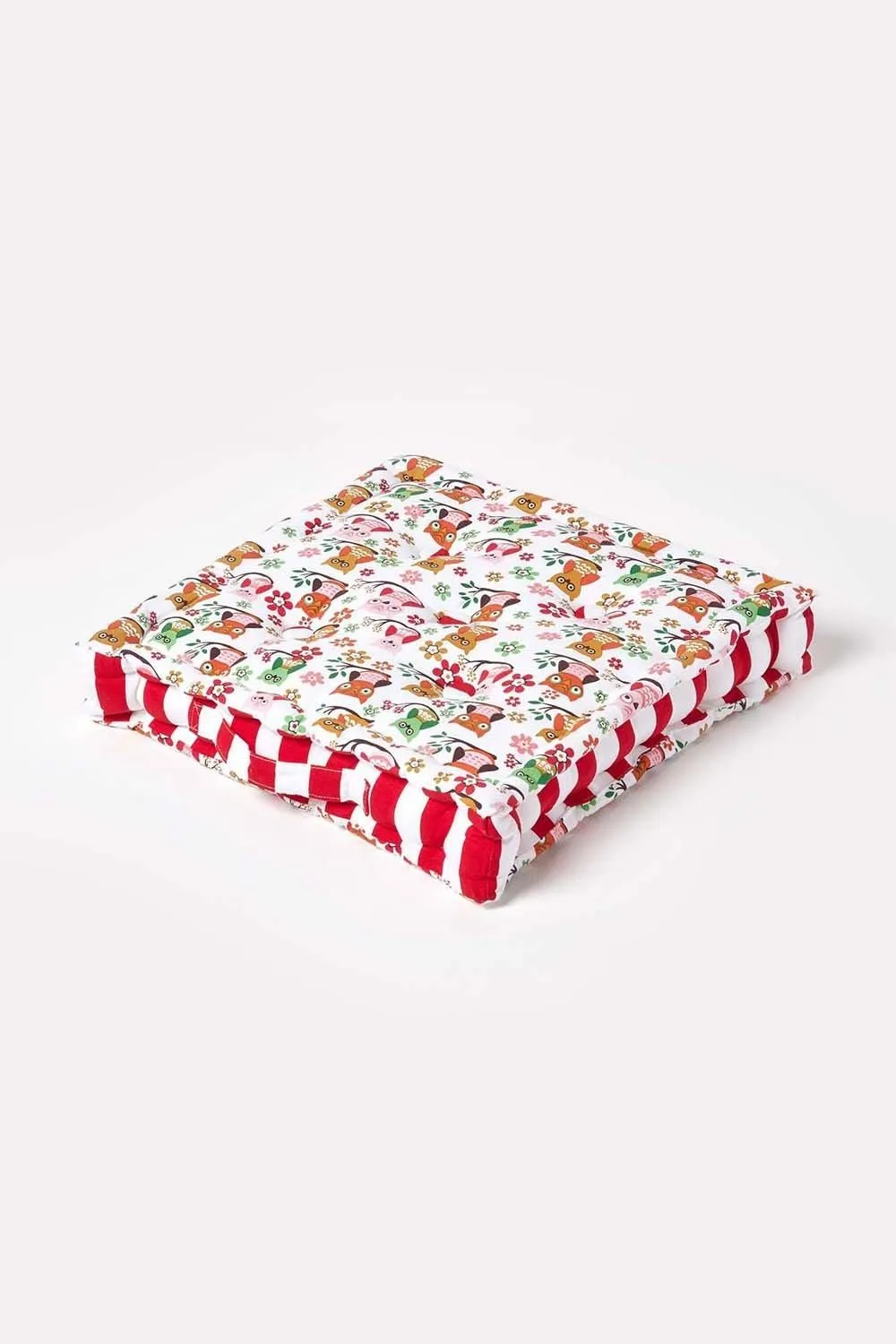 Homescapes Cotton Owl Floor Cushion in Red