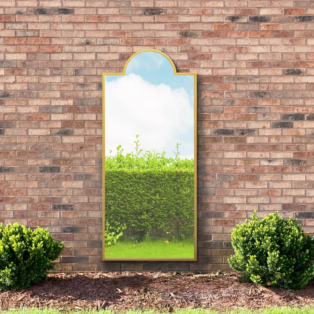 MirrorOutlet Gold Contemporary Wall & Leaner Garden Mirror 67"x 29" 170x75cm 6
