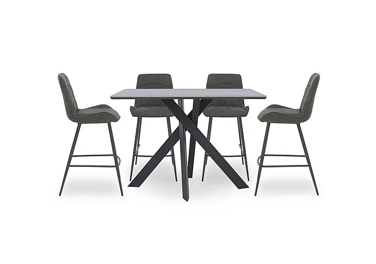 Warrior Grey Table and 4 Standard Bar Stools - Grey