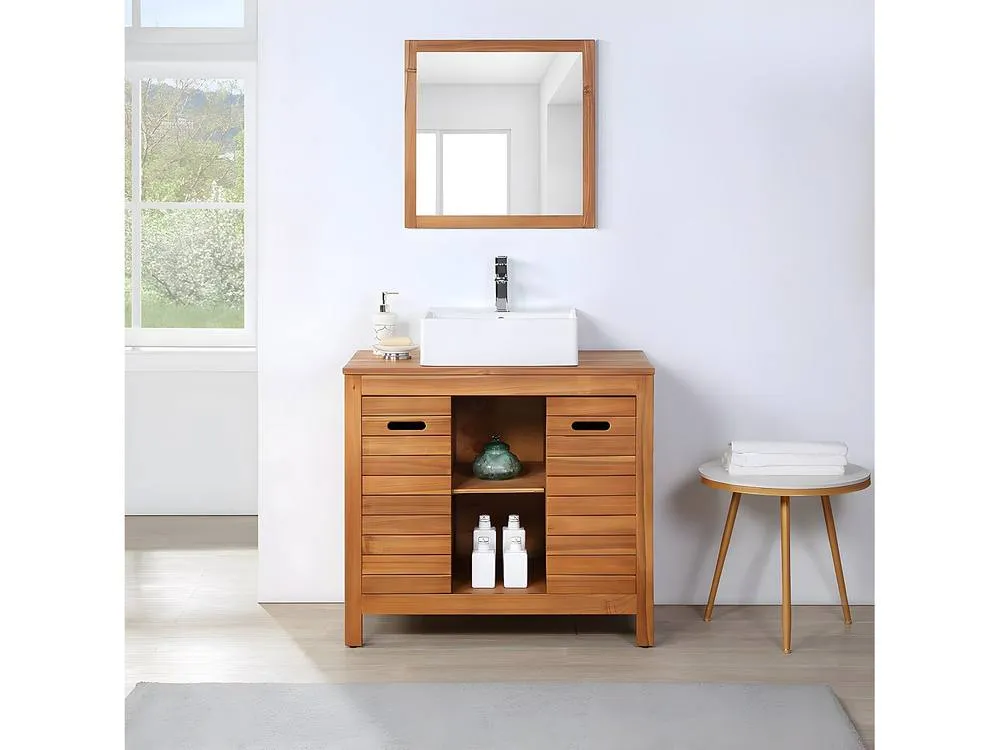 Vente-unique Square Mirror With Acacia Wood Surround - 60 X 60 Cm - SEPANG in Walnut