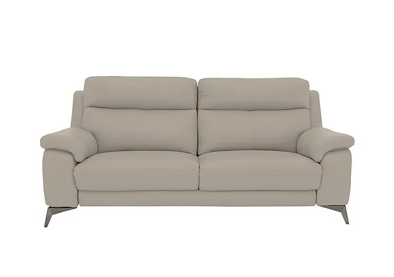 Missouri 3 Seater Leather Sofa - Silver Grey
