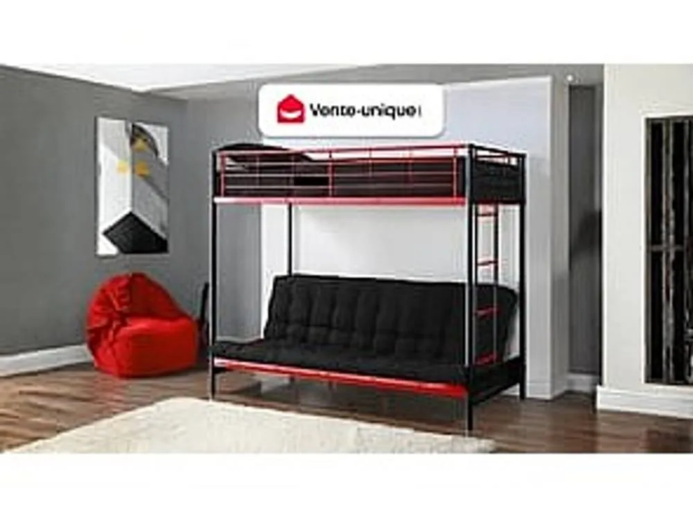 Vente-unique High Sleeper Bed 90 X 190 Cm - With Sofa Bed - Metal - Black & Red 4