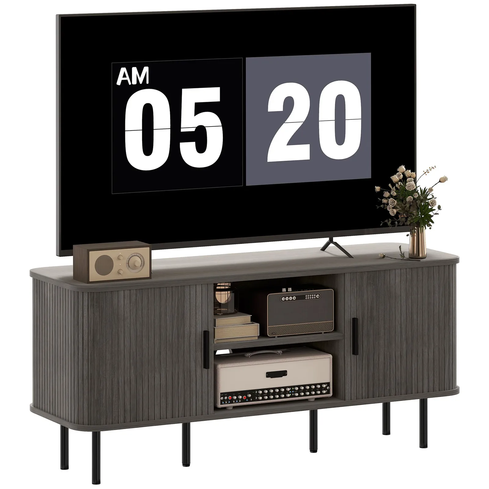 HOMCOM TV Unit for Living Room, TV Stand in Grey 2