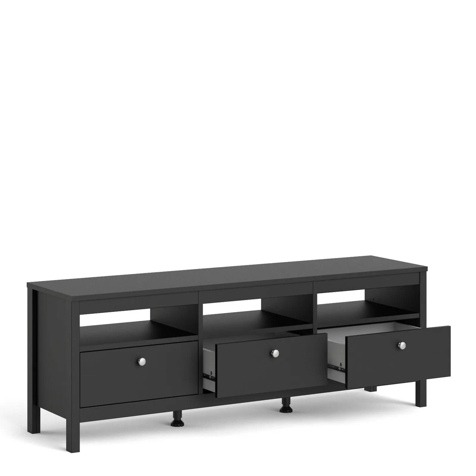 Furniture To Go Madrid TV Unit 3 Drawers in Black 4