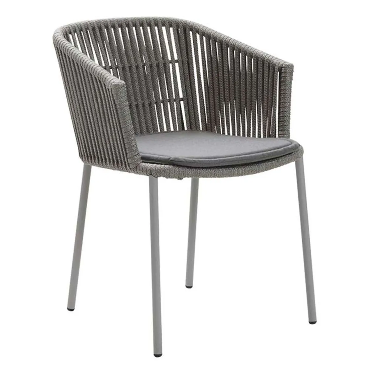 Cane-line Moments Set of 2 Stackable Chairs with Seat Cushions, Grey, Natte