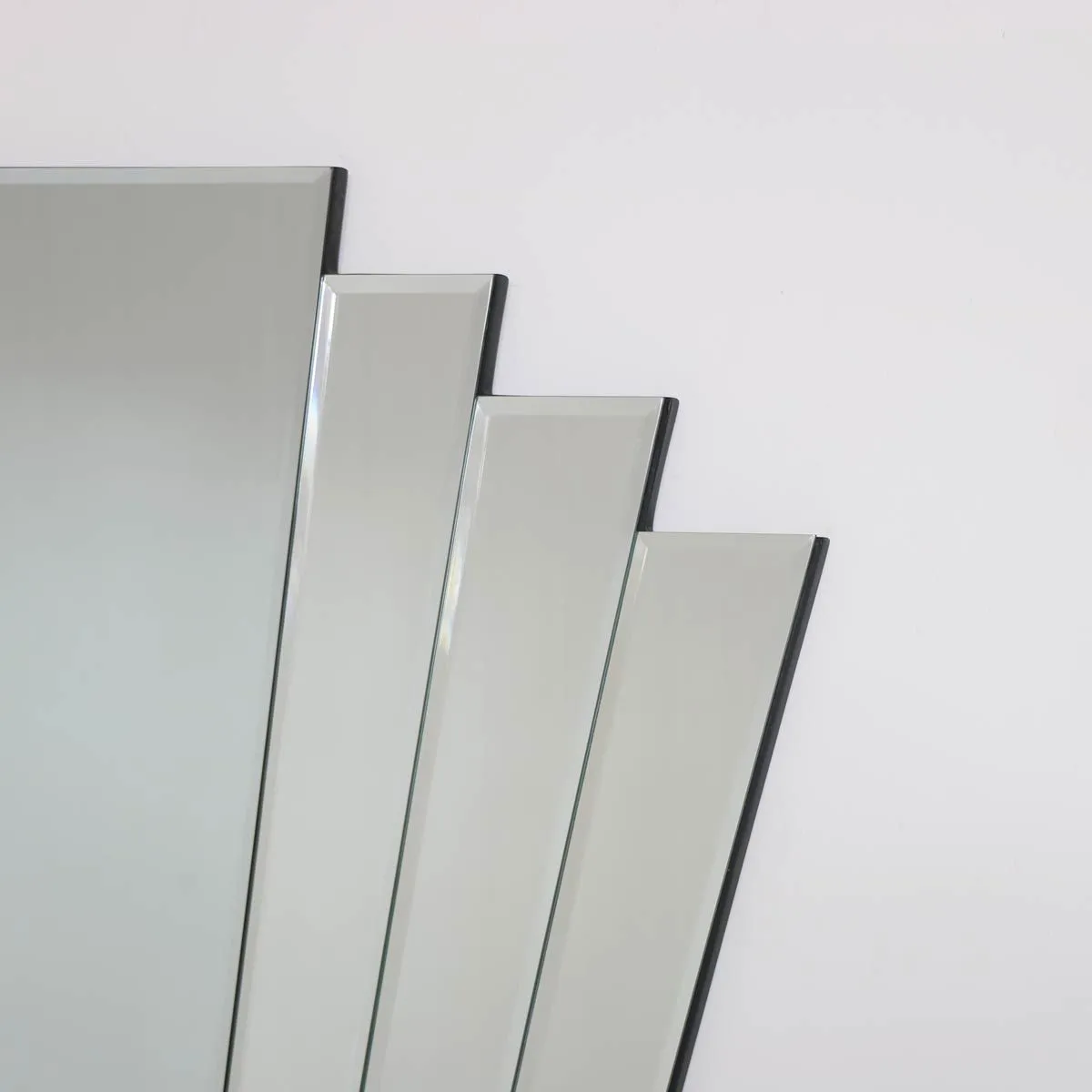 Melody Maison Large Art Deco Fan Frameless Wall Mirror in Clear 2