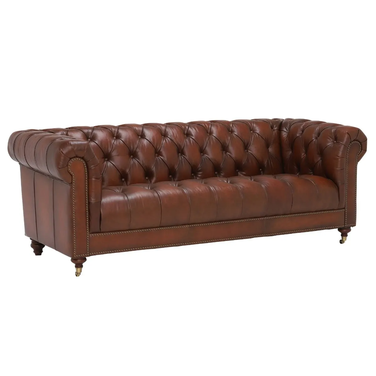 Ullswater 3.5 Seater Leather Chesterfield Sofa, Brown Fabric | Barker & Stonehouse 2
