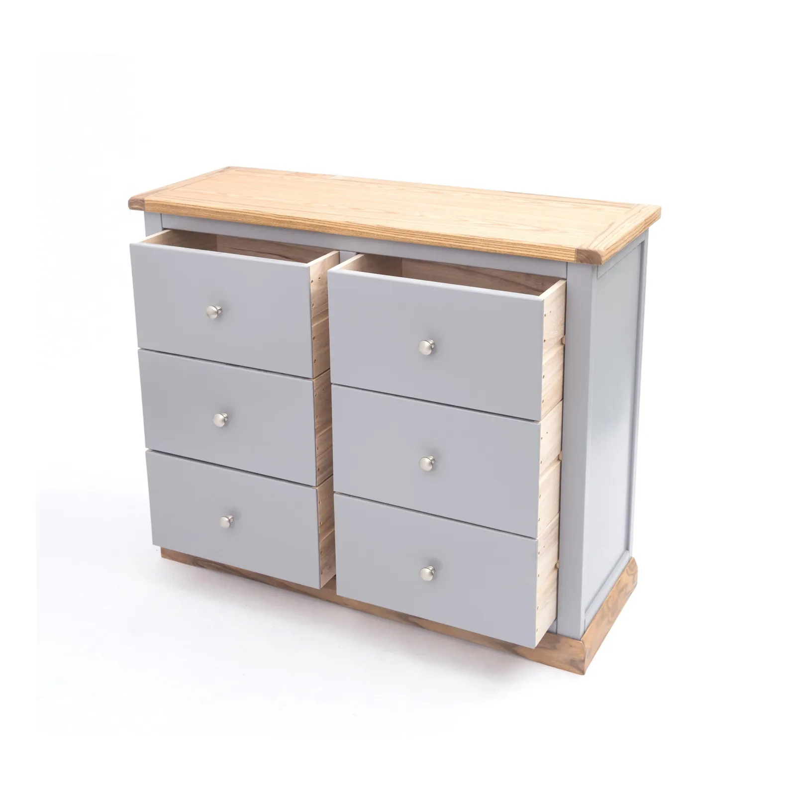 Cabinet Bits Biccari 6 Drawer Chest of Drawers Chrome Knob in Grey 4