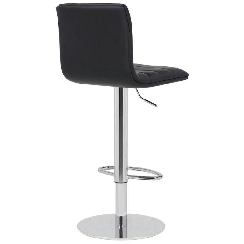 netfurniture Alpino Chrome Adjustable Bar Stool with Weighted Round Base in Black 5