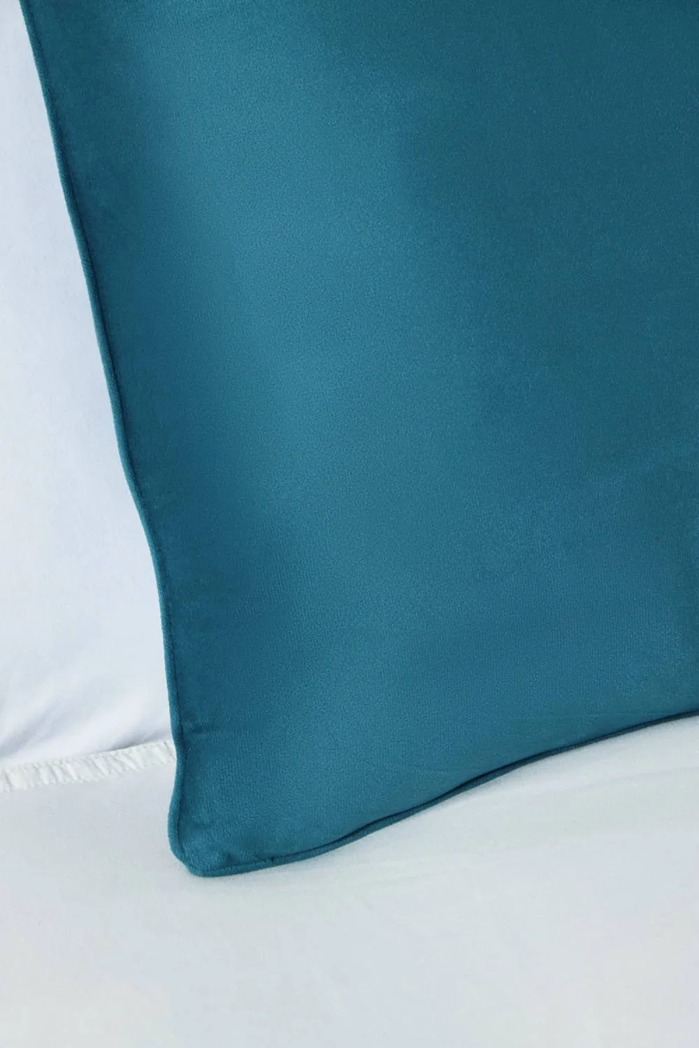 BHS Small Velour Piped Cushion in Teal 2