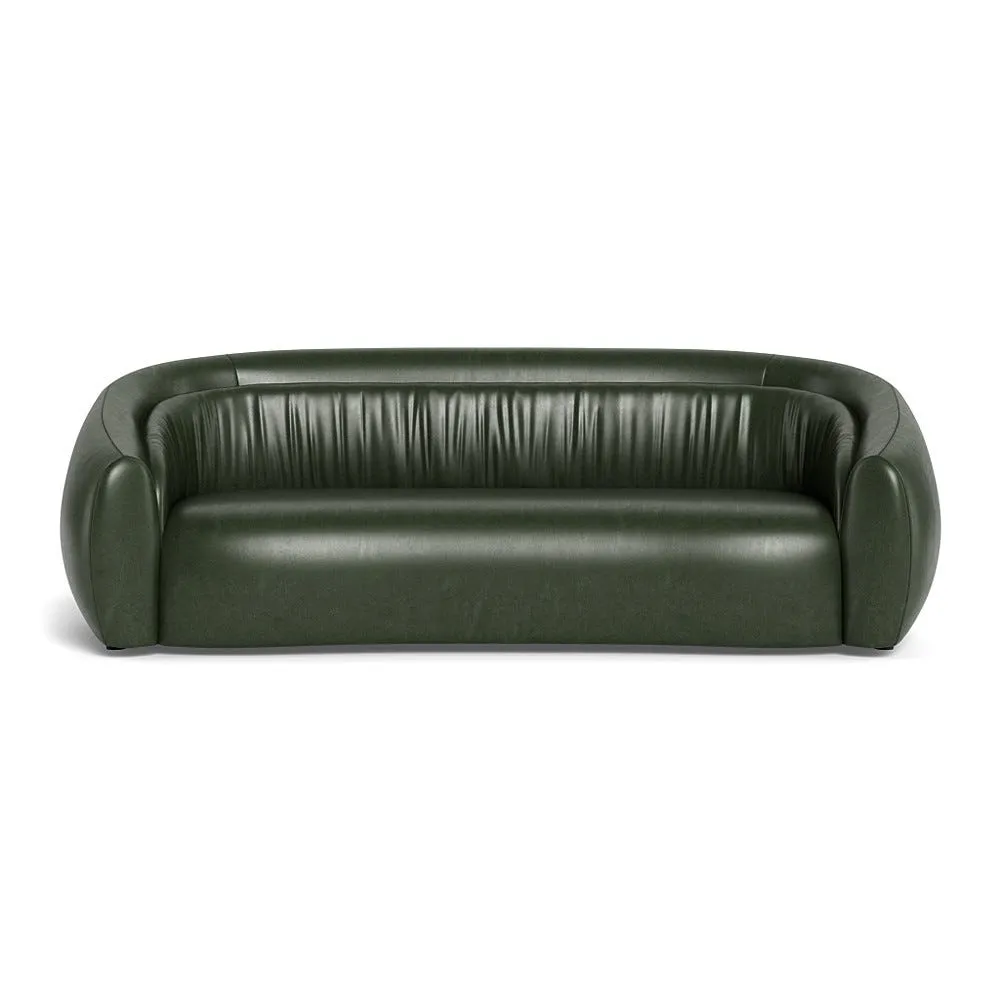 Heal's Flora 4 Seater Sofa Stonewash Leather Vintage Green 1