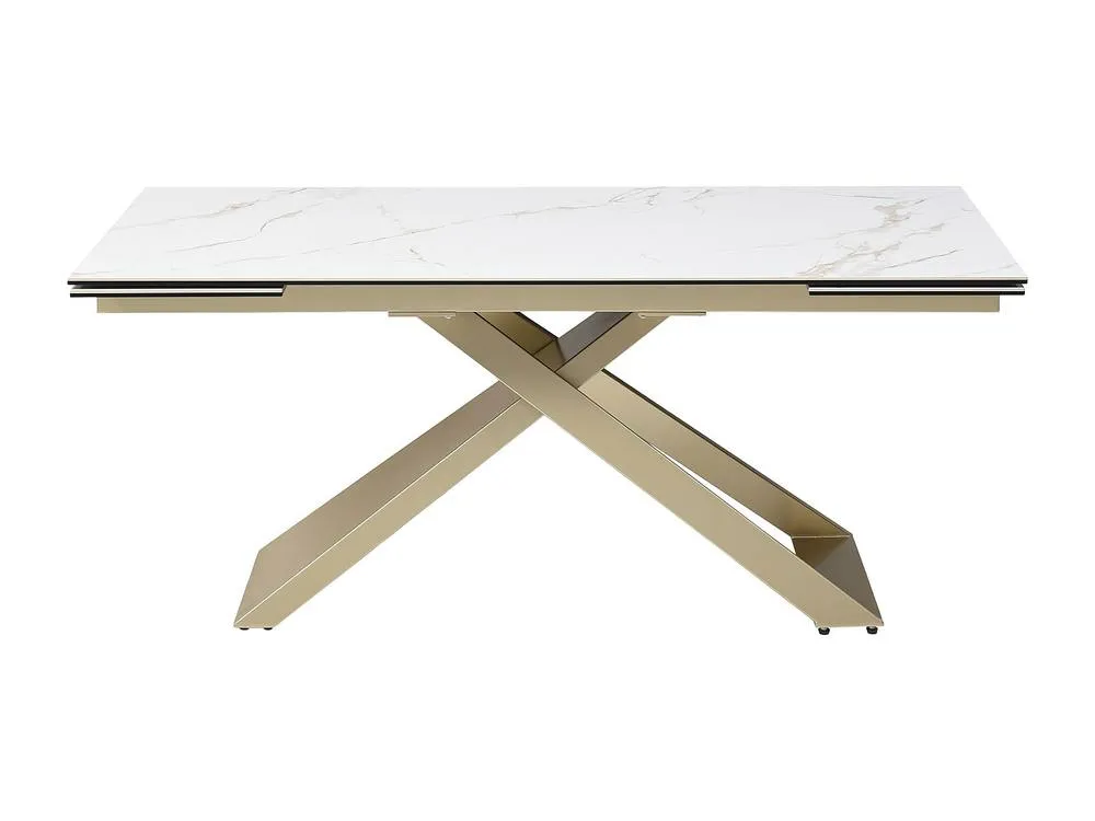 Vente-unique 6 - 10 Seater Extendable Dining Table In Ceramic, Tempered Glass, and in White 2