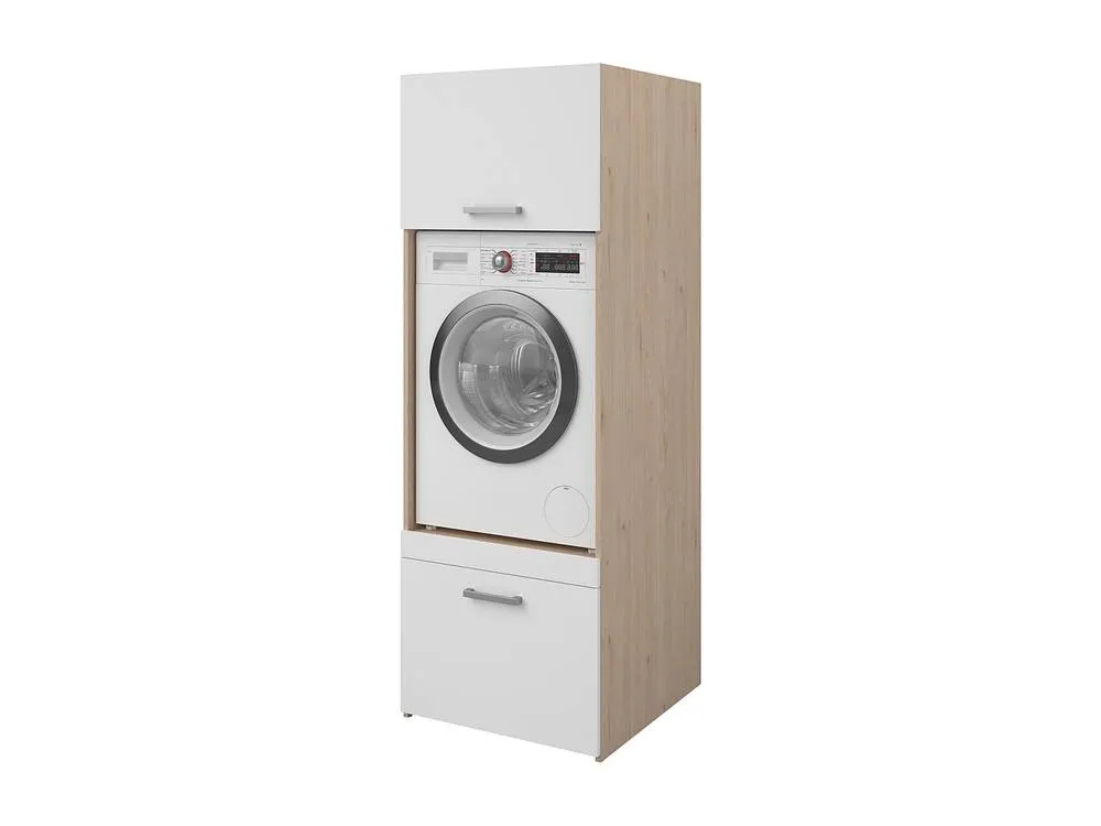 Vente-unique Washing Machine Cabinet With 1 Shelf, 1 Drawer & 1 Cupboard - Light in Light Oak 6