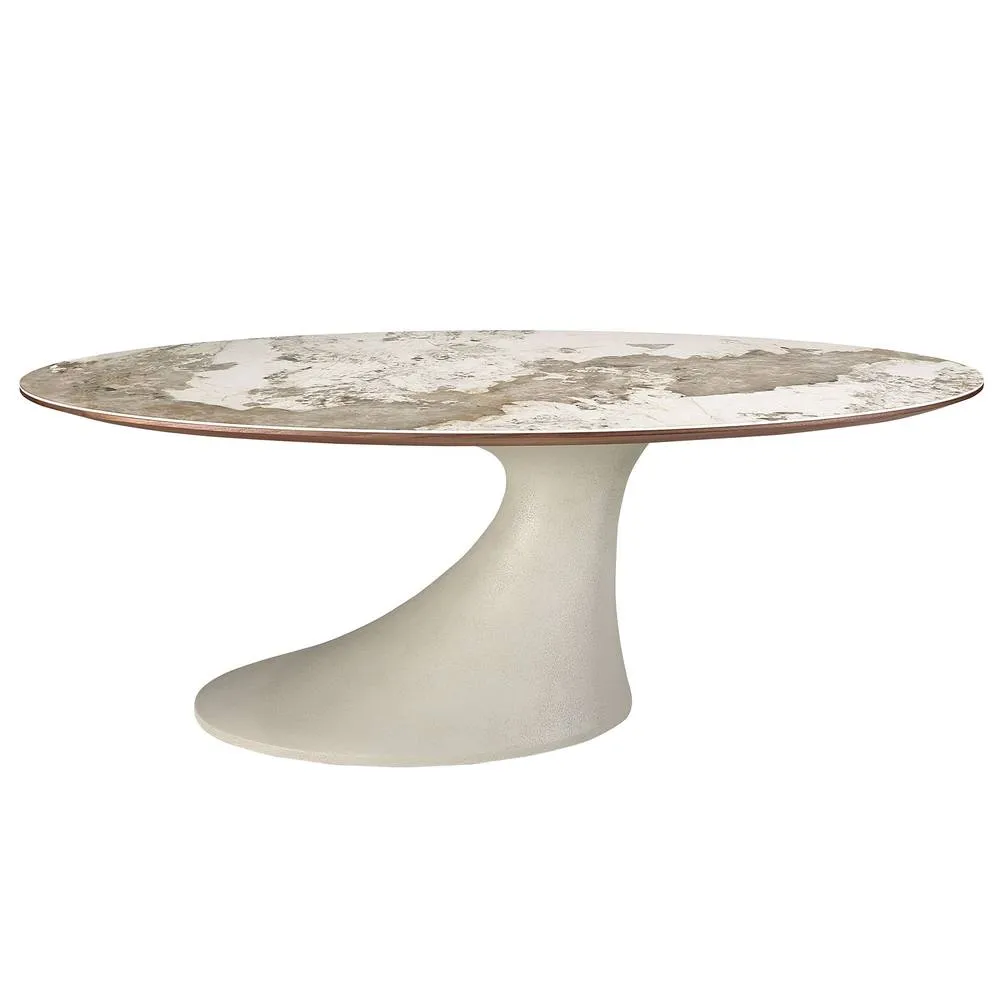 Angel Cerda Modern Oval Dining Table in White 2