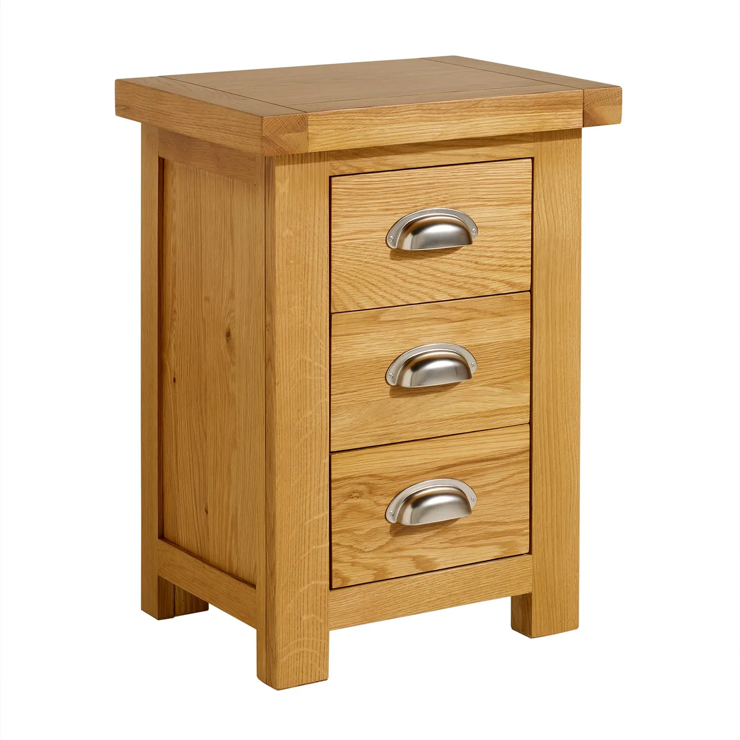 Woburn Oak Small 3 Drawer Bedside Table Brown