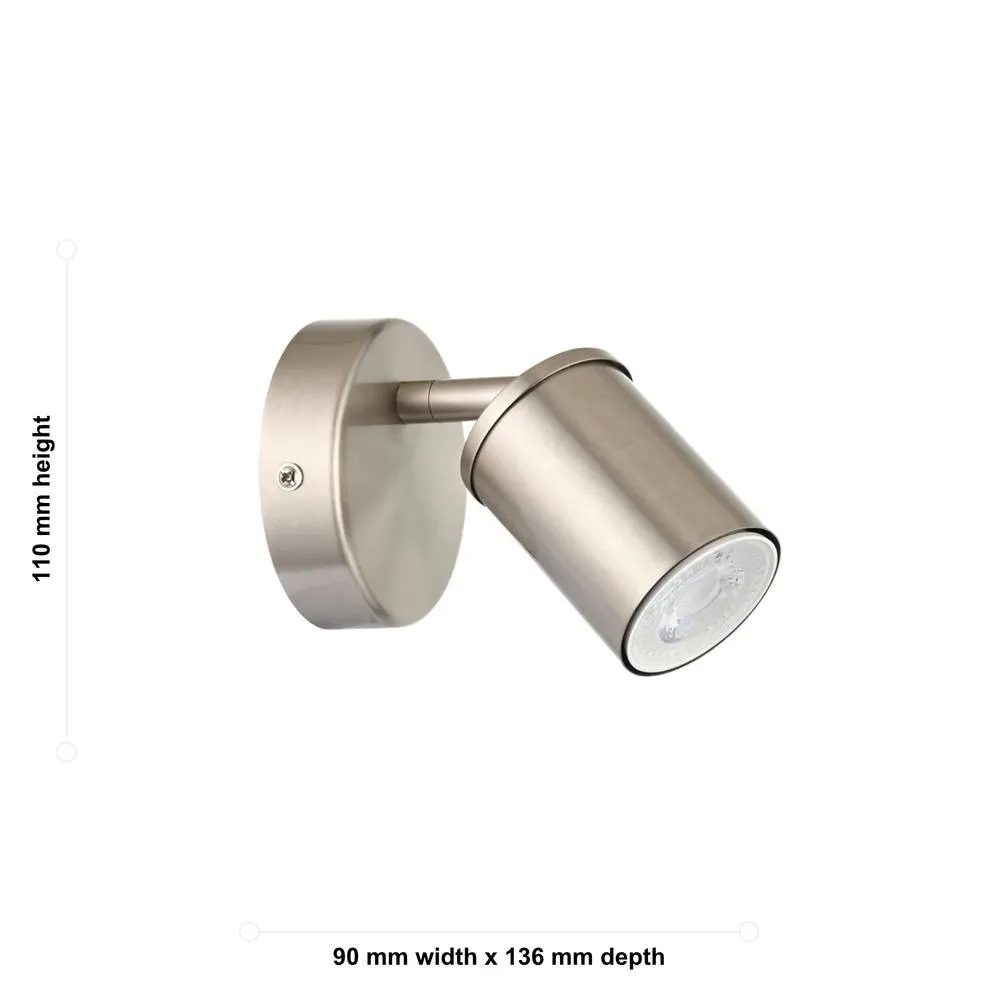 First Choice Lighting Set of 2 Larbert - Brushed Nickel Adjustable Wall or Ceiling Spotlight in Silver 4