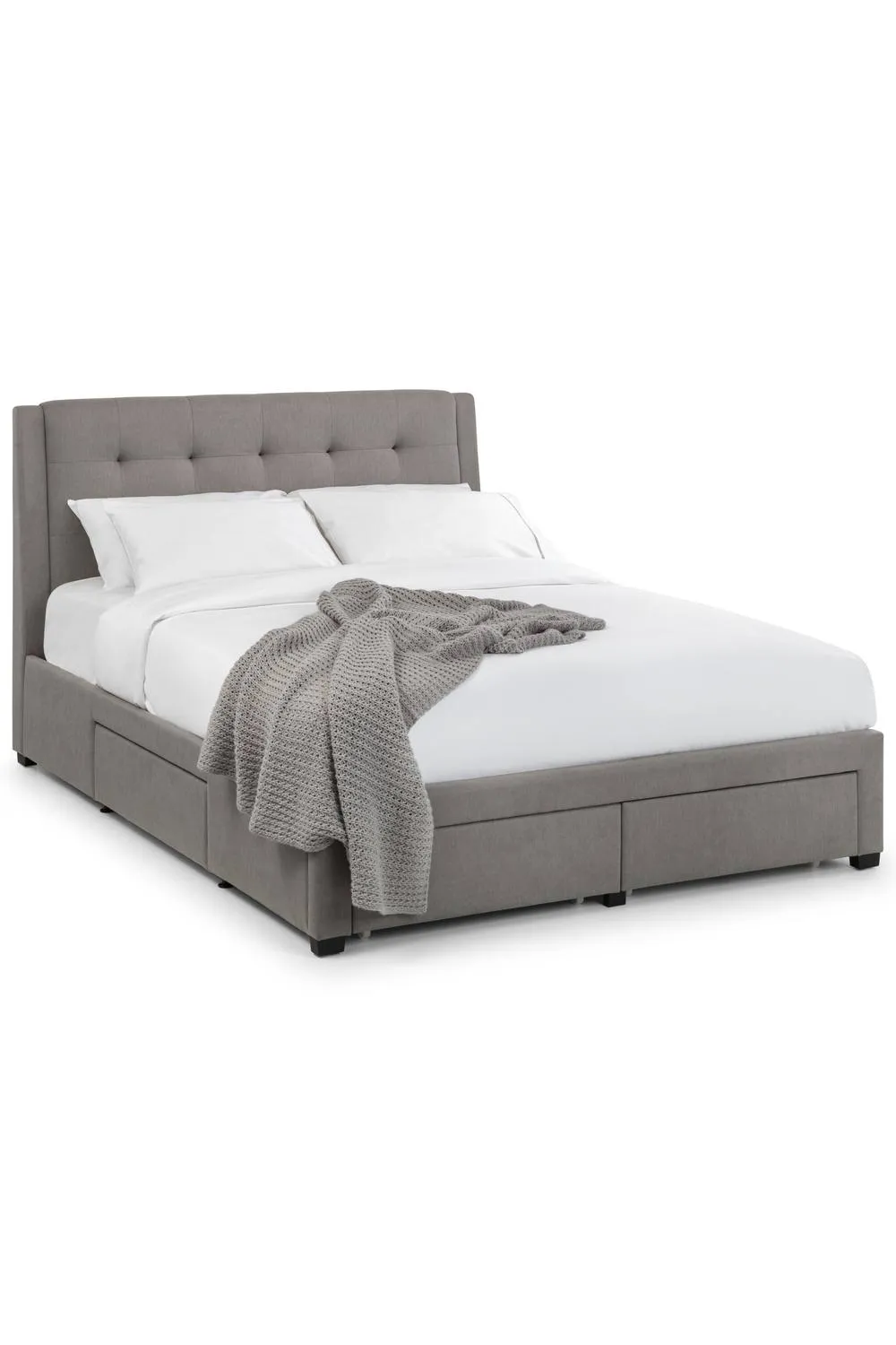 Julian Bowen Fullerton Upholstered Storage Bed with 4 Drawers in Grey 2