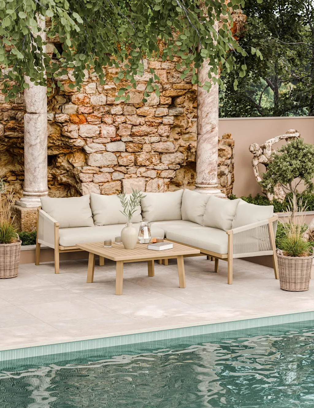 Royalcraft Roma 5 Seater Lounge Set Natural Mix