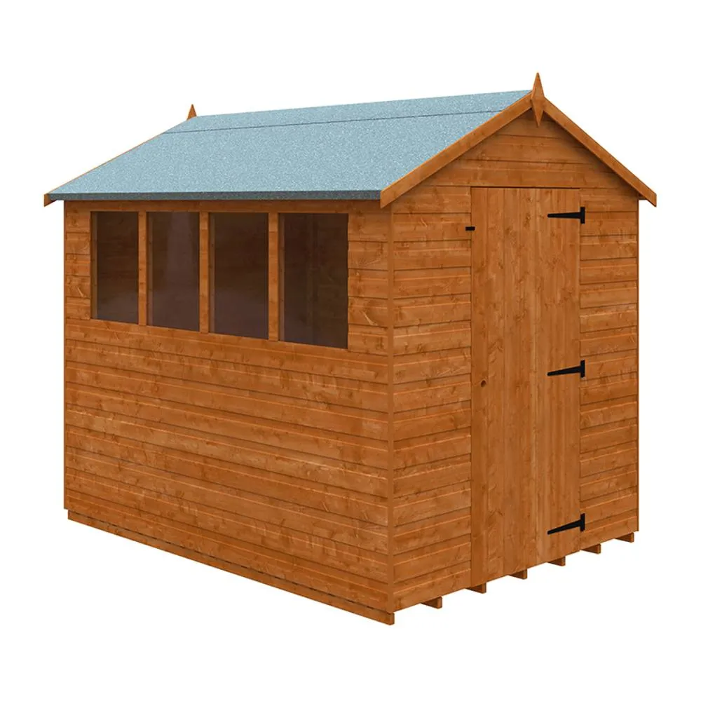 Buttercup Farm 8 x 6 Feet Super Apex 12mm Shed - Solid Wood/Softwood/Pine in Burnt Orange