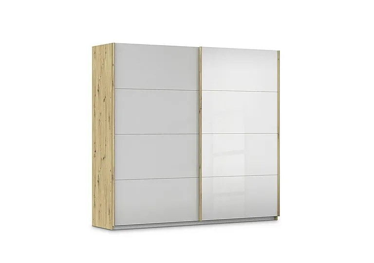 Freja 226cm 2 Door Sliding Glass Wardrobe With Mirror Door