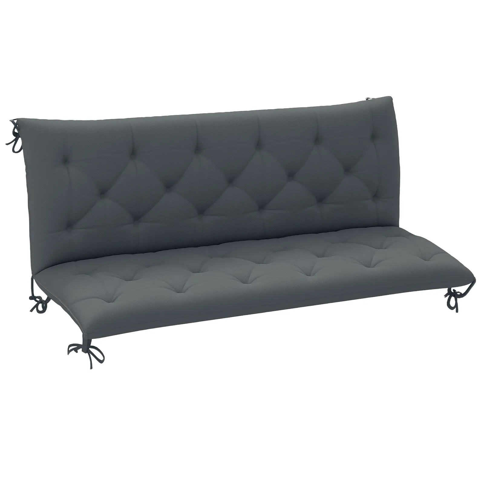 OUTSUNNY Garden Bench Cushion Outdoor Seat Pad with Ties in Dark Grey 2