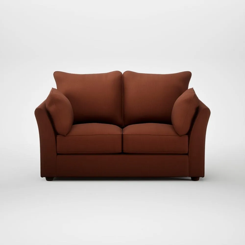 Heal's Tailor 2 Seater Sofa Smart Cotton Linen Rust Walnut Stained Feet 2