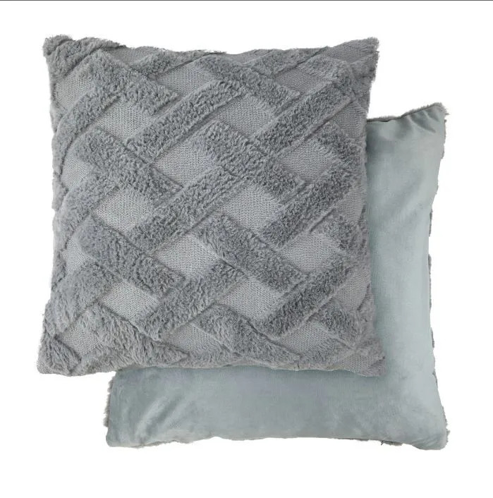 New Edge Blinds Newton Cross Hatch Collection Soft Touch Cushion Cover in Silver