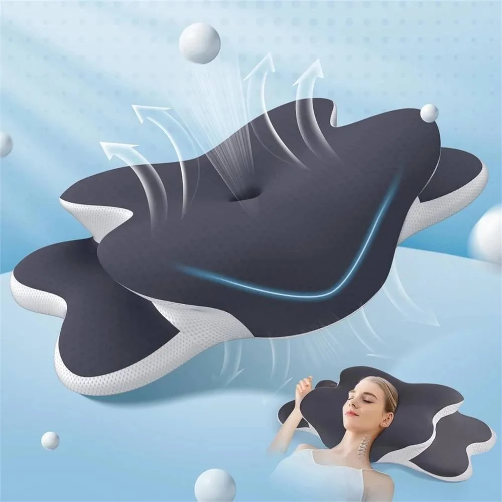 EONLION Memory Foam Pillow Neck Support Pillow in Grey