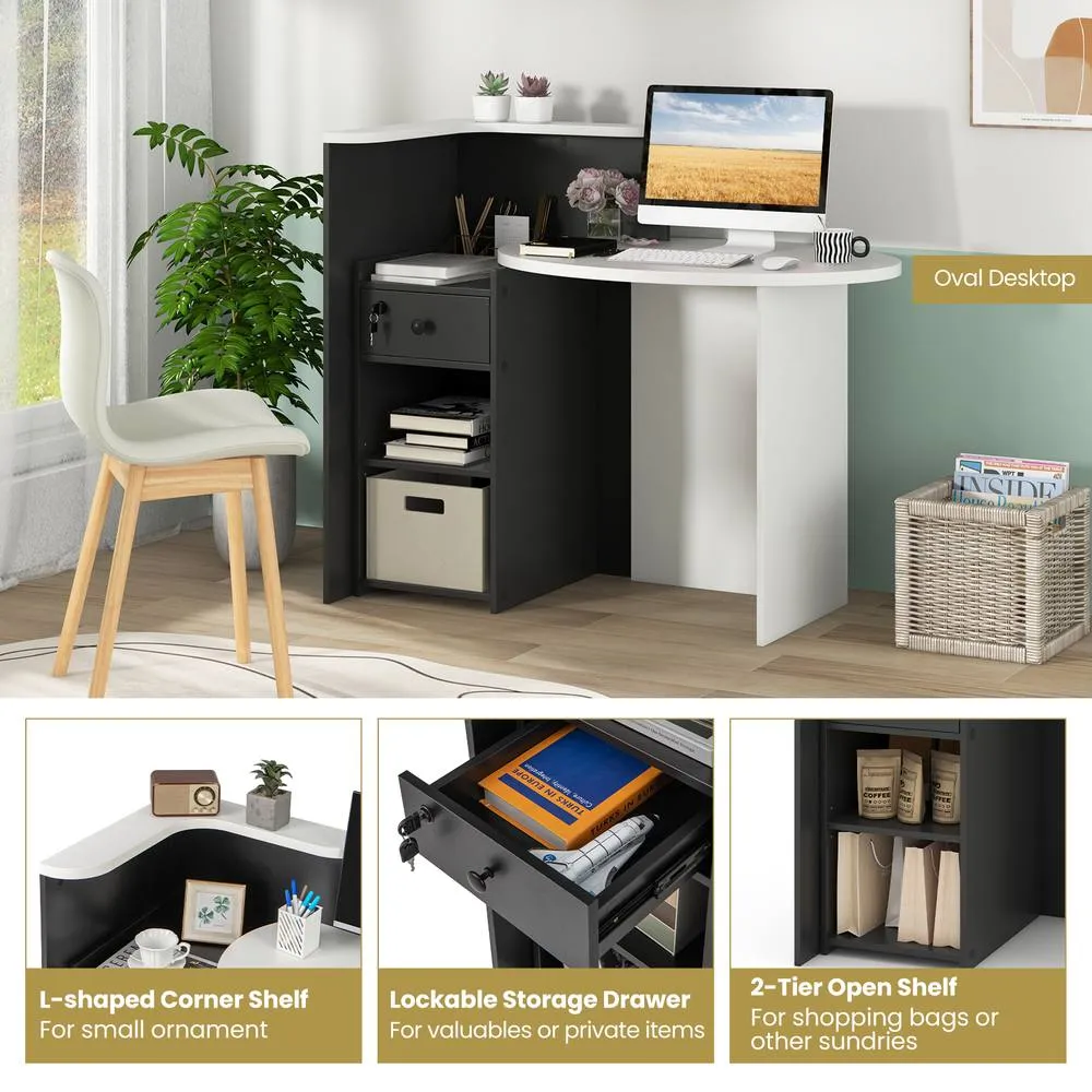 Costway Reception Desk Front Computer Table Corner Writing Desk 4