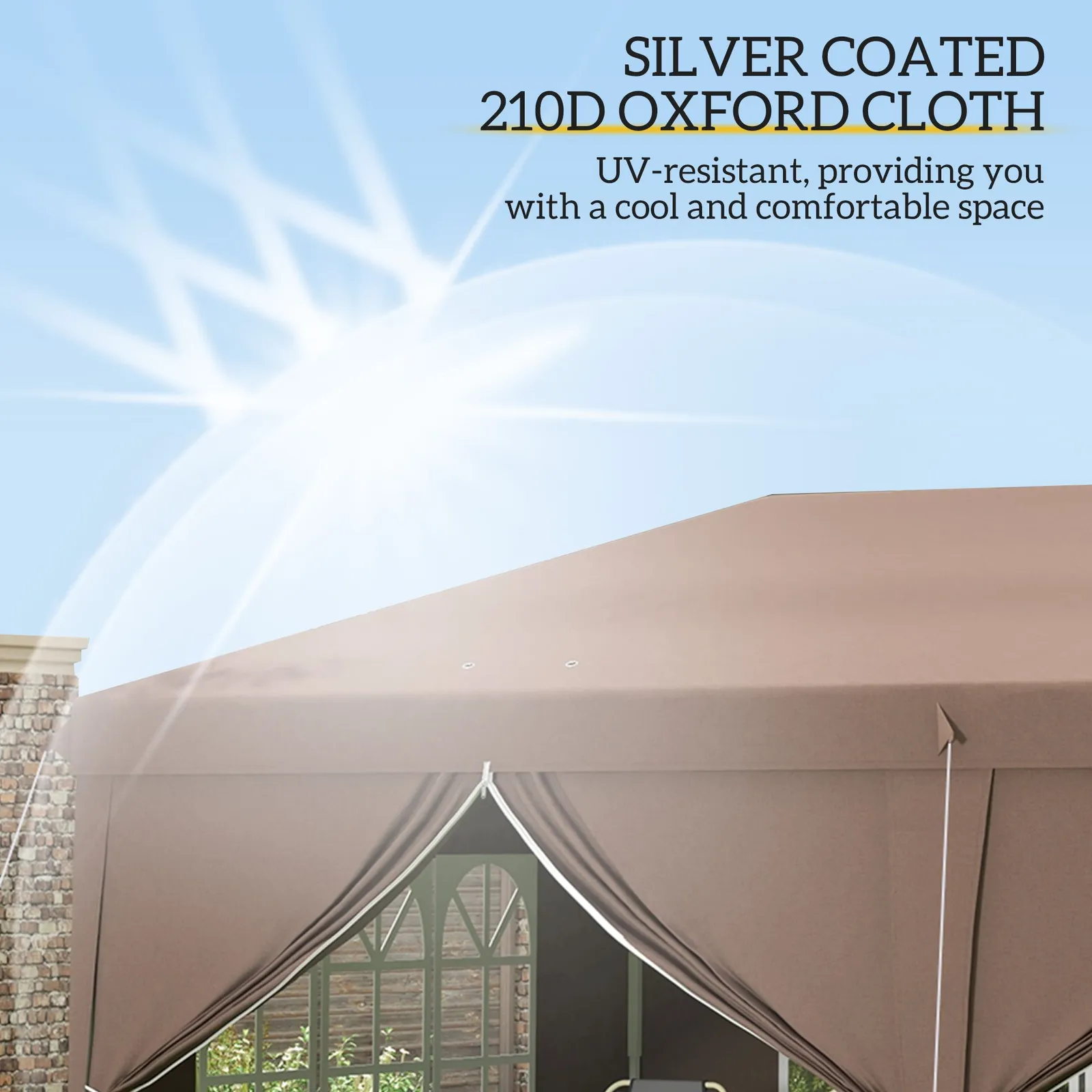 OUTSUNNY 3 x 6 m Pop Up Gazebo with Sides & Windows in Brown 5