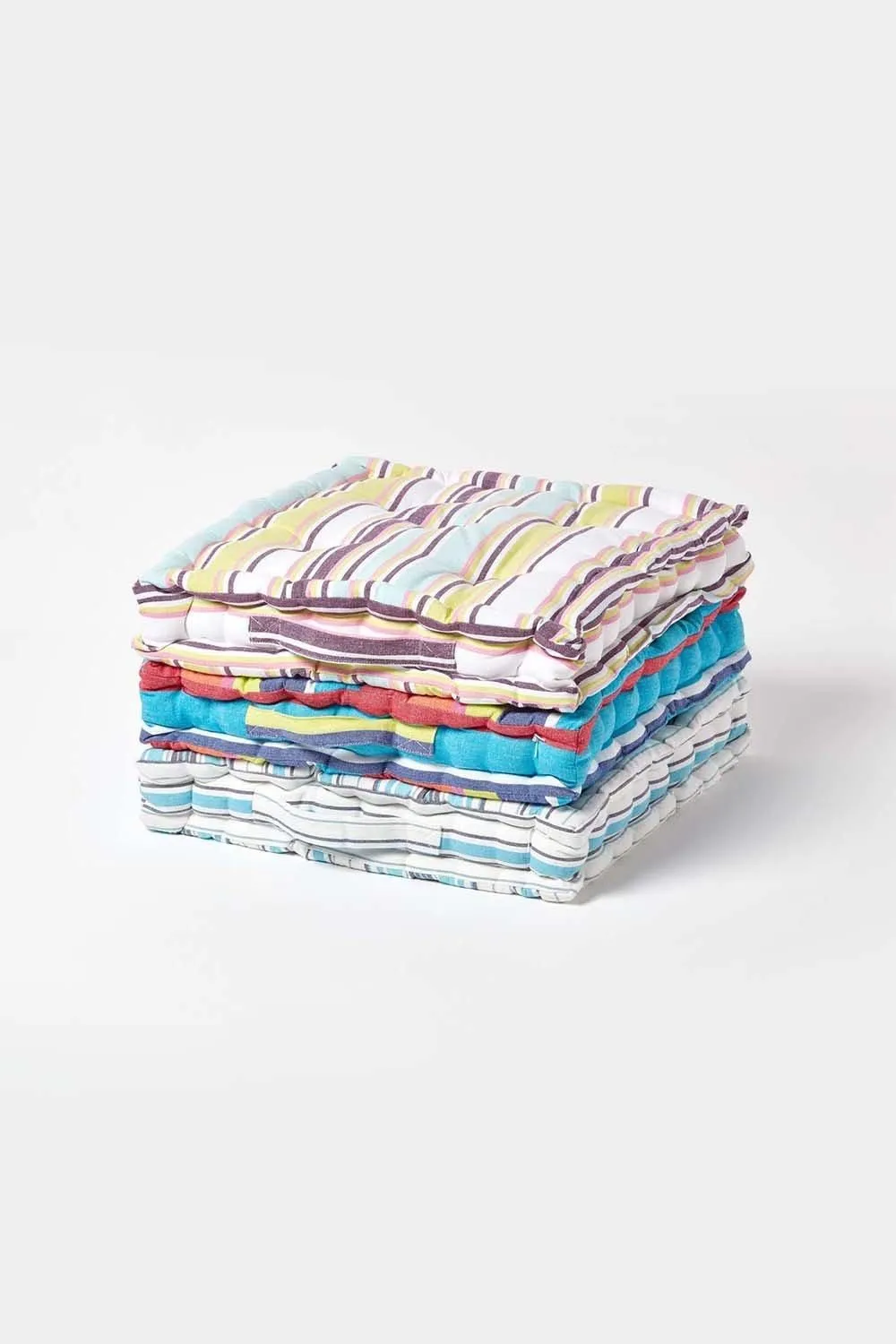 Homescapes Cotton Osaka Green Stripes Floor Cushion 6