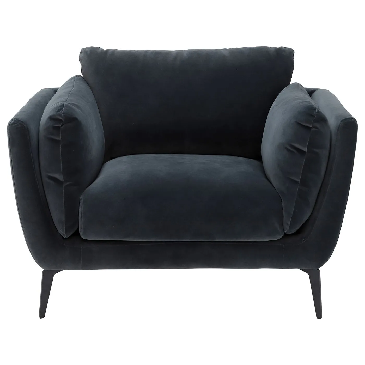 Velvet Accent Chair - Charcoal With Black Metal Legs - W117 x D93 x H88cm - Barker & Stonehouse