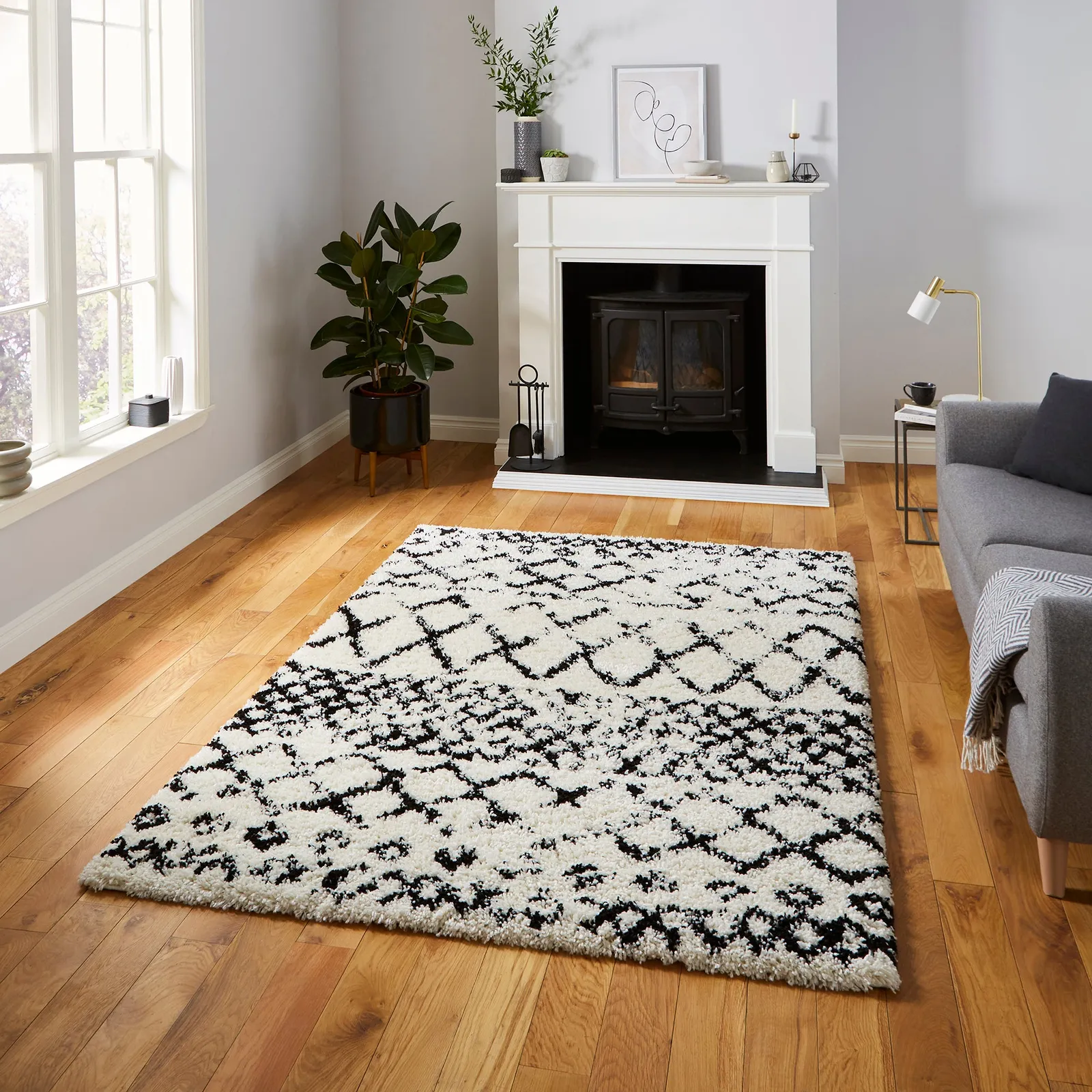 Scandi Berber G272 Rug Black and white