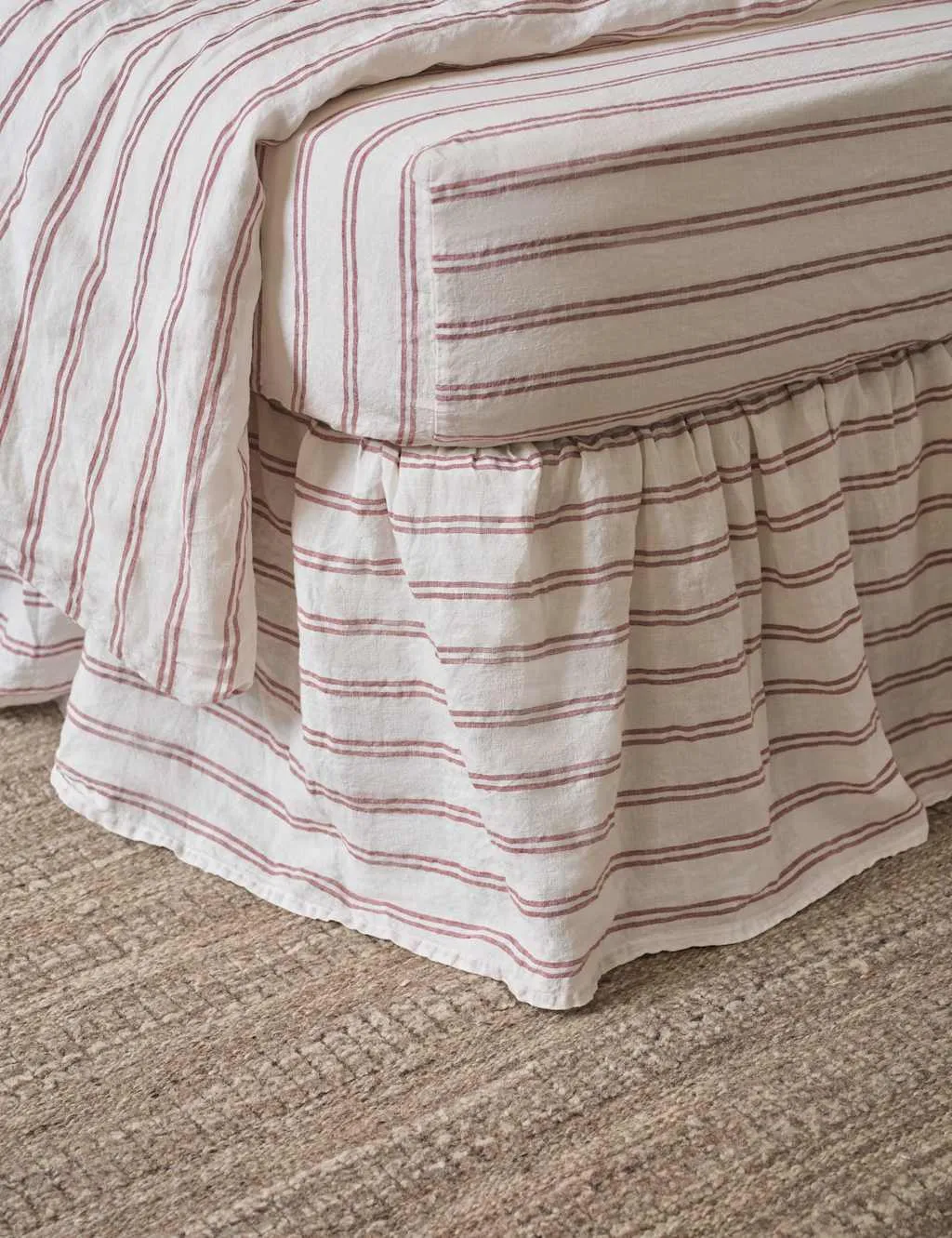Piglet In Bed Linen Rich Kemptown Striped Valance Sheet Red Mix
